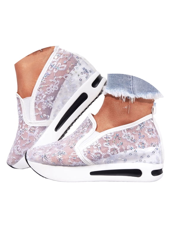 IUJSOY Loafers for Women Platform Sneakers Mesh Wedge Sandals Casual Slip on Walking Shoes