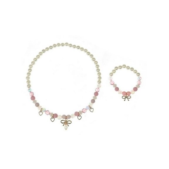 Wonder Nation 2 Pack Bow Stretch Necklace and Bracelet Set (Girl's)