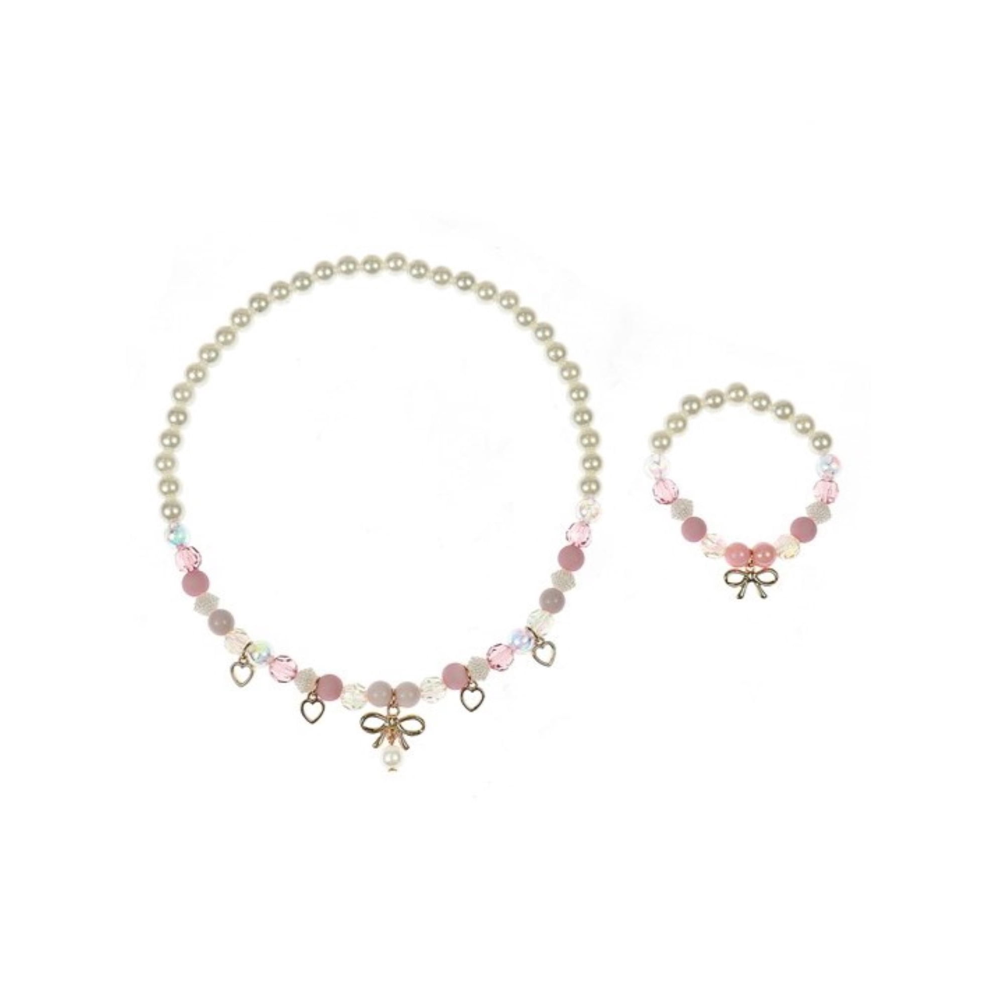 Wonder Nation 2 Pack Bow Stretch Necklace and Bracelet Set (Girl's)