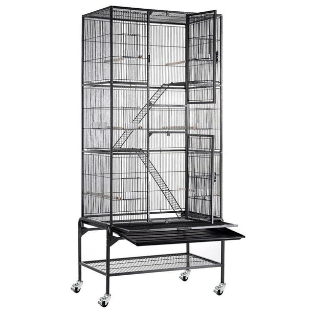 Large Storey Bird Parrot Cage Ladder Aviary Flight Black Vein Walmart