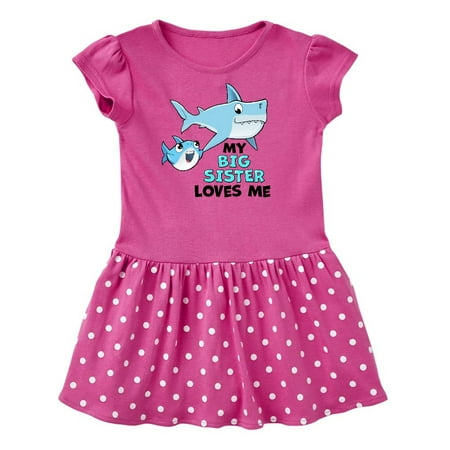 

Inktastic My Big Sister Loves Me with Cute Sharks Gift Toddler Girl Dress