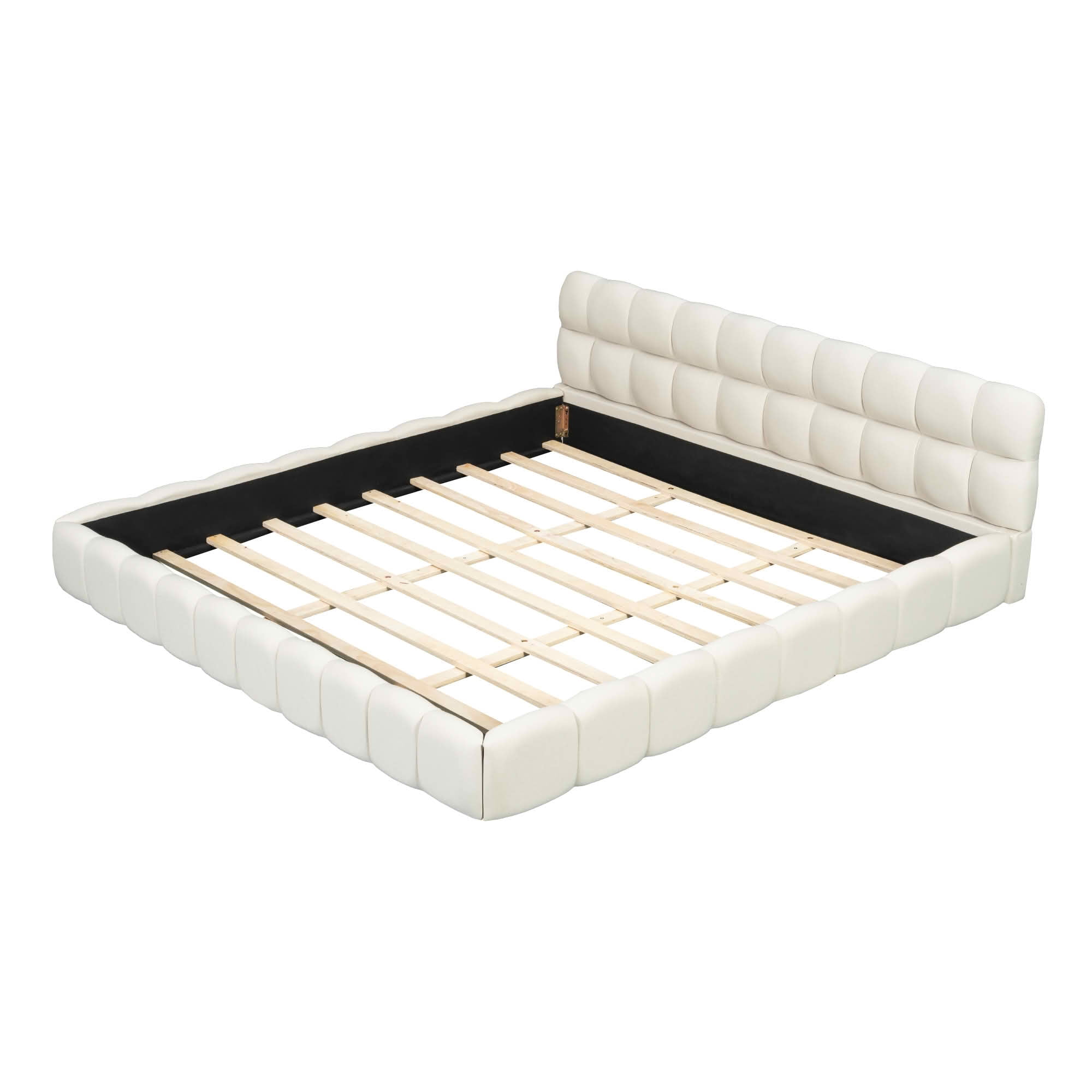 MAYEERTY Linen Upholstered Platform Bed with Elegant Design, Sturdy Stable Frame & Easy Assembly