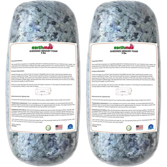 Premium Shredded Memory Foam Bean Bag Filler, Pillow Cushion Filling, Dog Bed, Craft, Pouf Refill, Poly Fill/Poly Fil Stuffing- Soft, Made in USA, Multi Color - 10 lbs