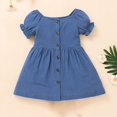 thumbnail image 2 of Sngxgn Girls Dresses Solid Color Tie Back Long Sleeve Ruffle Hem Casual Elegant Little Girl Dresses(Blue,120), 2 of 6