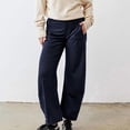 thumbnail image 5 of UZMOG Pants for Women, Barrel Pants Women Elastic Waist Tapered Leg Baggy Mid Rise Travel Work Casual Trousers Lounge Pants with Pockets, 5 of 8