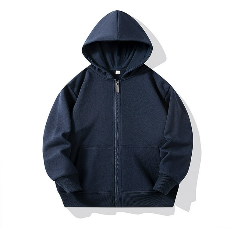 Kids Girls Hoodie Lightweight Long Sleeve Hoodies with Zipper Navy