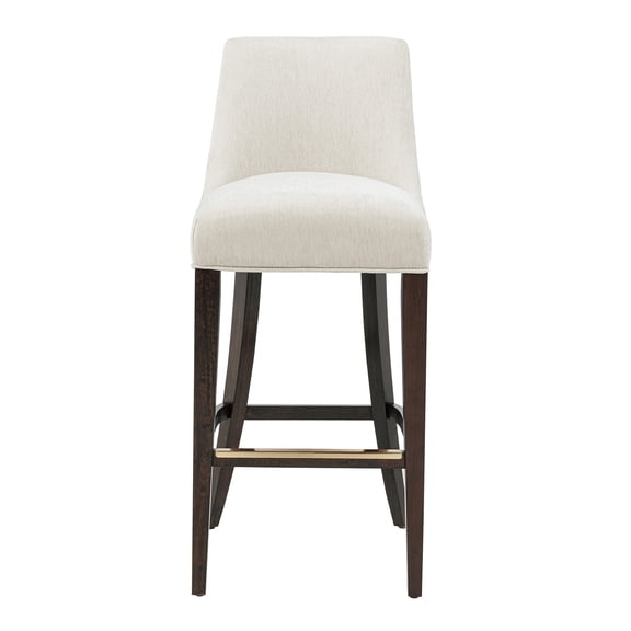 JERFIT 43.7 Inch Modern Upholstered Bar Stool with Backrest and Footrest, Cream Chenille Fabric, Rubberwood Frame for Kitchen Island, Counter, Dining