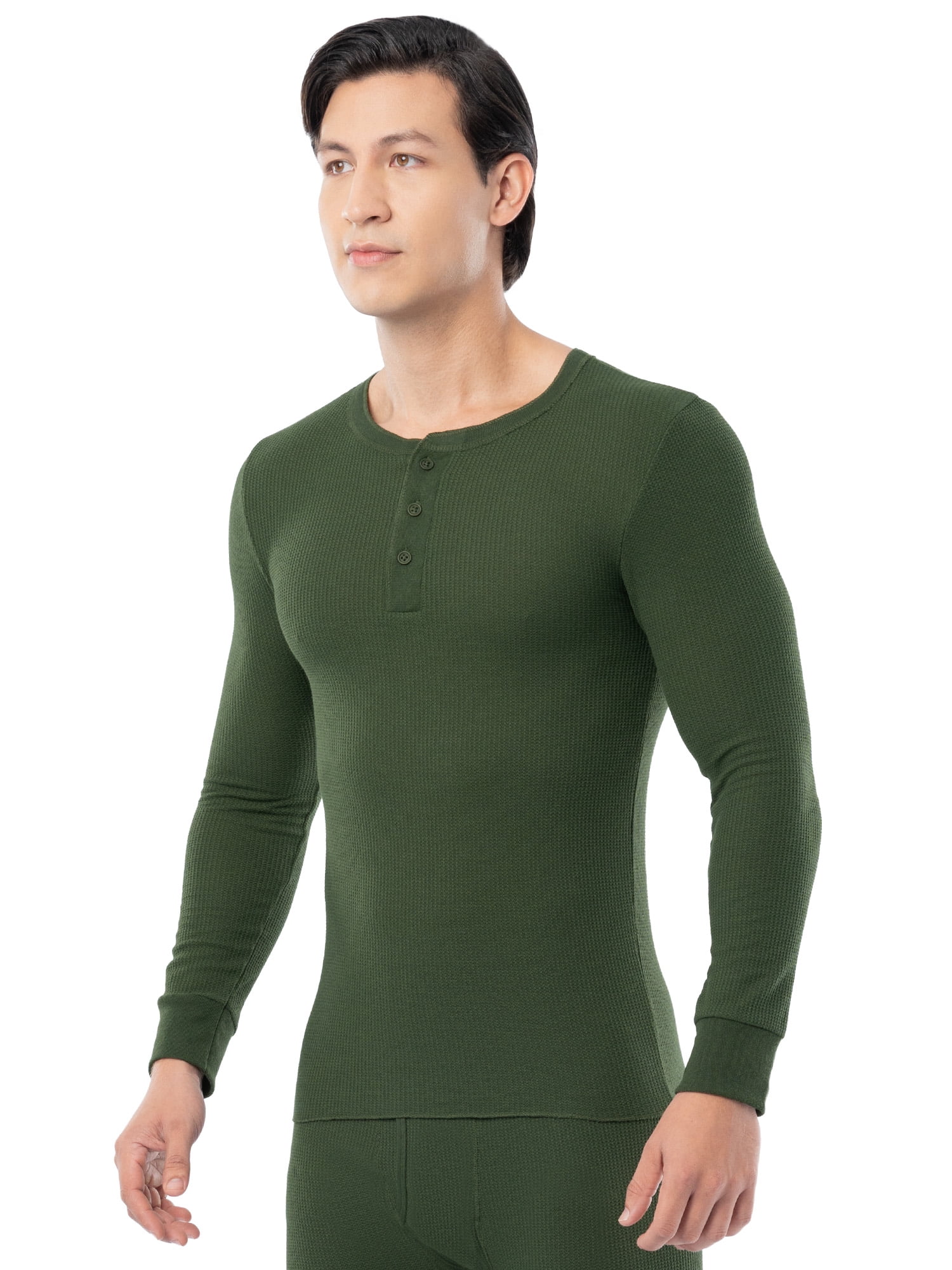 Fruit of the Loom Men's Thermal Waffle Underwear Henley Top, Sizes S-5XL