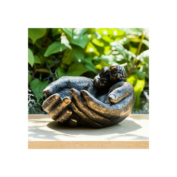 Bird Figurine Decorative Sculpture - Polyresin Metallic Ornament for Home & Garden Decor, Indoor & Outdoor Tabletop Decoration - 5" Bronze & Copper