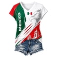 thumbnail image 4 of Womens Soccer Shirt Mexico Raglan Tops Short Sleeve Summer Fashion V Neck Printed T Shirt Top Sports Fan Casual Tops Tee 3XL, 4 of 4