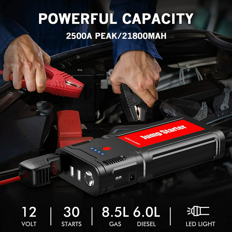 2500A 21800mAh Portable Car Jump Starter, Emergency Start Power