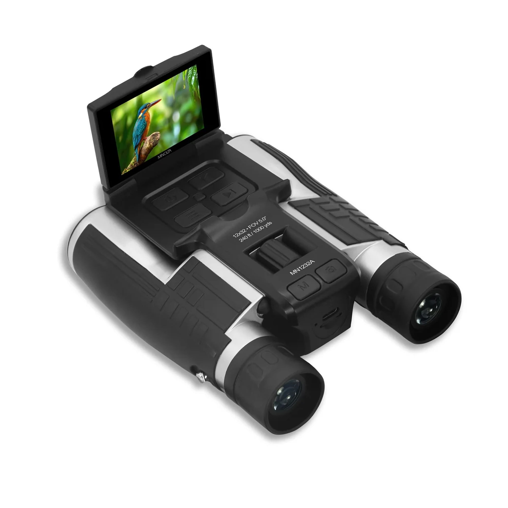 Minolta 12x32 Digital Binoculars - 4K UHD Video Camera, 48MP Photo Capture, 8X Digital Zoom, IPS Anti-Glare Screen, Fog-Resistant Optics, Compact, Ideal for Birdwatching & Travel Hunting + Harness