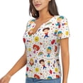 thumbnail image 2 of Wukai Childrens Party Casual V-Neck Graphic Tees for Women: Lightweight and Breathable Summer Tops with Stylish Design-X-Large, 2 of 8