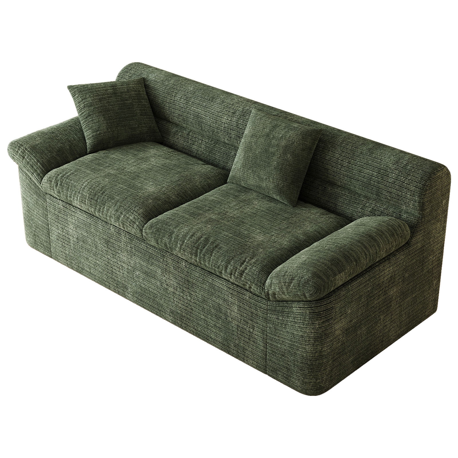 Leumius 71" Boneless Sofa,3 Setaser Couch with Deep Seat,Comfy Loveseat Sofa,for Living room, Bedroom,Conference room ,Apartment,No Assembly,Antique Green