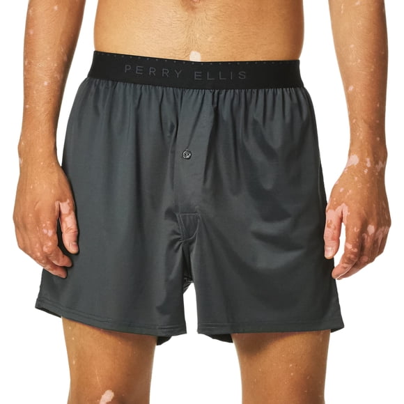 Calzoncillos tipo bóxer Perry Ellis Luxe Solid para hombre, color ébano, talla M