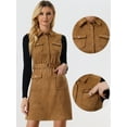 thumbnail image 2 of Vestido de gamuza sintética para mujer con cuello vuelto y lazo en la cintura sin mangas con botones y minivestido marrón XS, 2 of 6