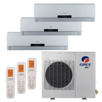 - Gree MULTI24BNEO300 - 24,000 BTU +Multi Tri-Zone Wall Mount Mini Split Air Conditioner Heat Pump 208-230V (9-9-9)