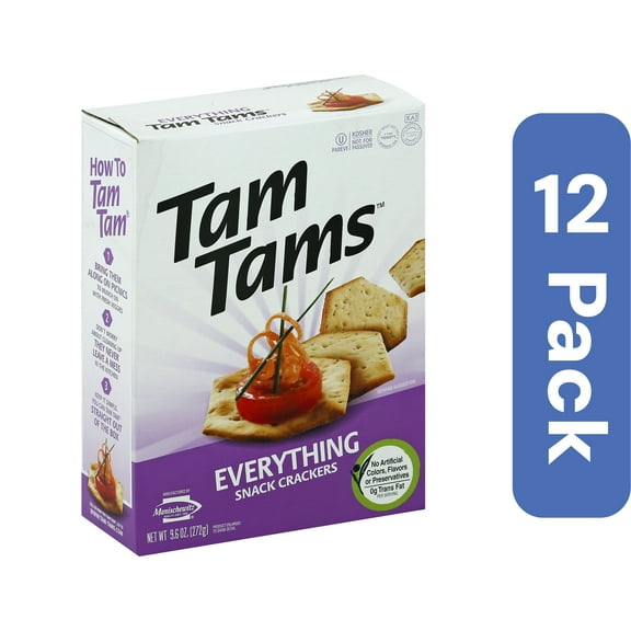 Manischewitz Everything Tam Tam Snack Crackers 9.6 oz (Pack Of 12)