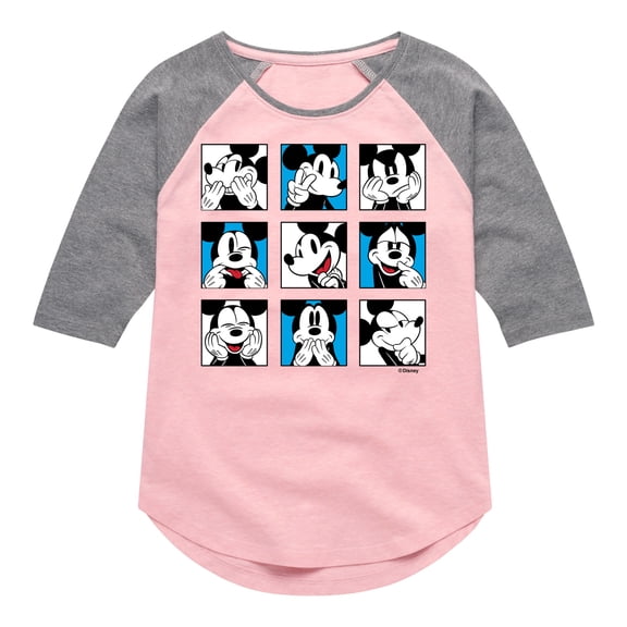 Mickey & Friends - Mickey Grid - Toddler And Youth Girls Raglan Graphic T-Shirt