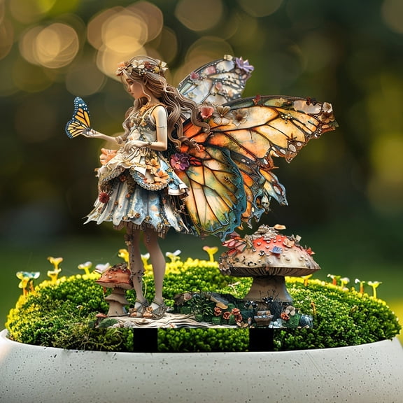 Orangide Fairy Garden Stakes With Wings 2D Flat For Outdoor Courtyard Scene Decoration Ground Insertion Prop Ornament