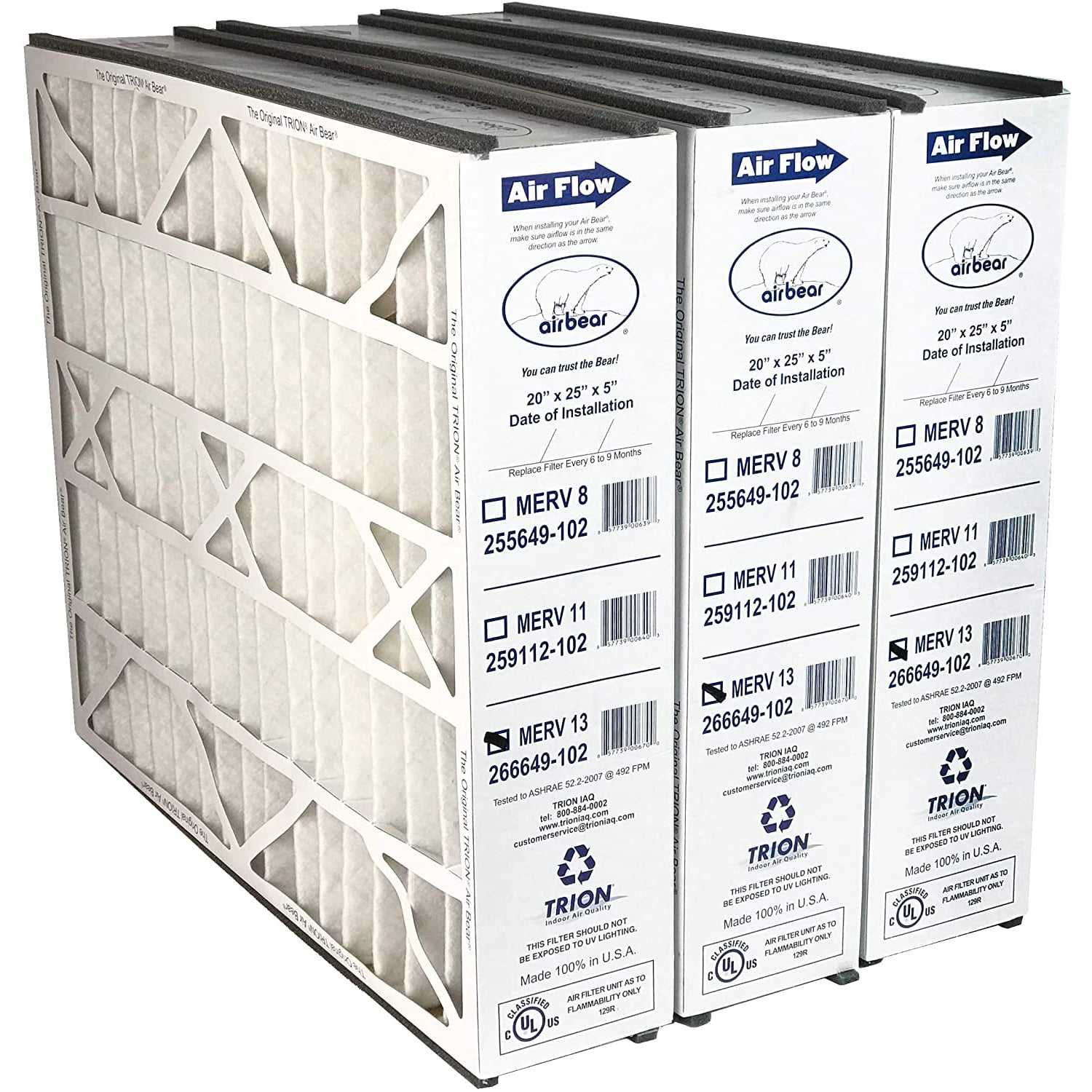 Trion 266649 102 Air Bear 20 X 25 5 Inch Merv 13 Purifier Filter 3 Pack Com Trion 266649 102 Air Bear 20 X 25 5