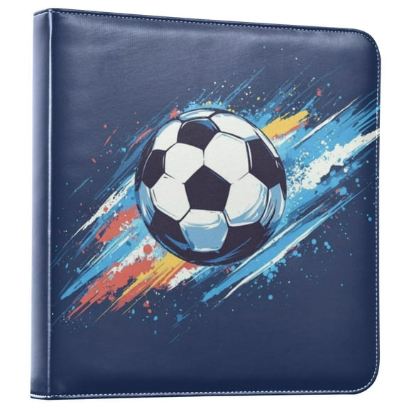 Photo Album 11.8x11.2 Inch Leather Cover Photo Book Scrapbooking Albums for Weddings Birthdays Anniversaries Soccer Ball in Space