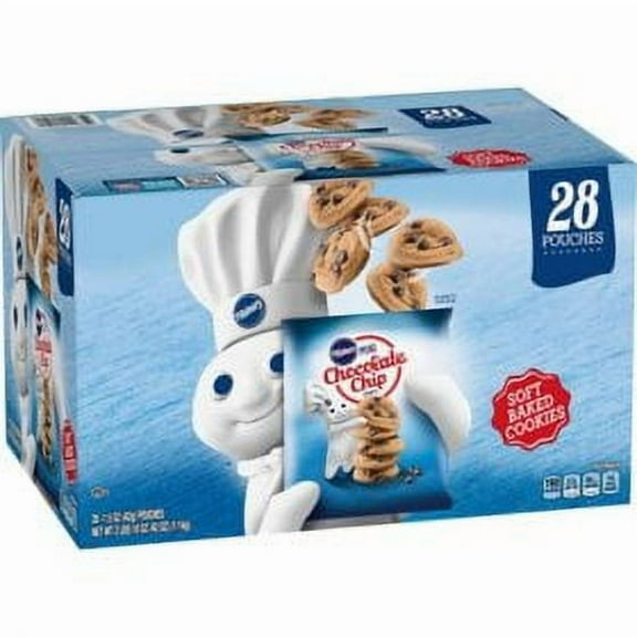 Pillsbury Soft Baked Mini Chocolate Chip Cookies, 1.5 oz., 28 count.pack of 2