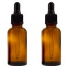 Amber Glass Bottle - 30 ml (1 fl oz) w/ Glass Dropper - Pack of 2