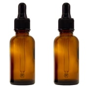Amber Glass Bottle - 30 ml (1 fl oz) w/ Glass Dropper - Pack of 2