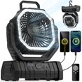 thumbnail image 1 of Ventilador de camping VOSFEEL con batería recargable de 20000 mAh y linterna LED, 1 of 7