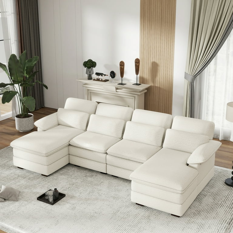 Modern U-shaped Upholstered Couch, Living Room Modular Combination