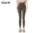 thumbnail image 2 of Leggings de cintura alta para mujer - Pantalones cálidos con control de abdomen para yoga y running - Marrón para 15 ℃ a 25 ℃, 2 of 6