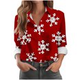 thumbnail image 2 of ClodeEU Christmas Shirts for Women，Glitter Christmas Print Shirt,Long Sleeve Vintage Xmas Tops Festival Party Tees Red,Womens Plus L, 2 of 5