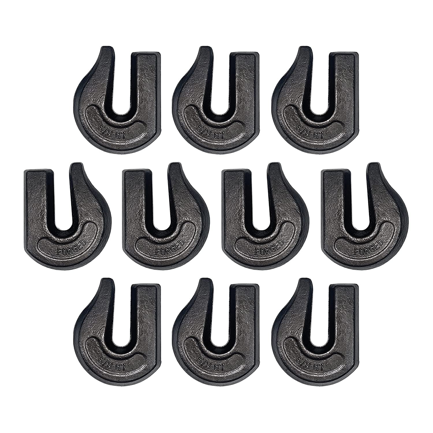 10 Pack Heavy Duty 5/8" Weld On Grab Hook, Grade 70 Clevis Chain Hook