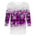 thumbnail image 4 of Wycnly Holiday Deals Winter Tee Tops for Women Womens Christmas Shirts Xmas Round Neck Lightweight Ladies Pullover Blouses Fashion Snowflake Print Tee Tops Fall 3/4 Sleeve Tops Christmas Clearance, 4 of 5