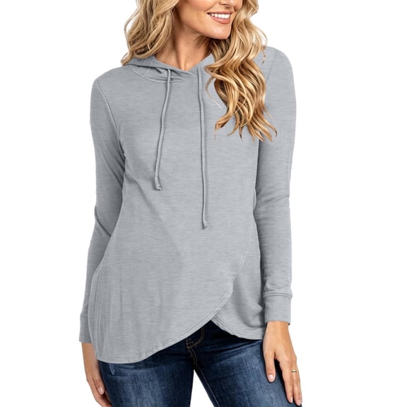 WAGUTH Women's Maternity Nursing Hoodies Long Sleeve Side Split Breastfeeding Sweatshirt Soft Casual Tunic Tops for Pregnancy Daily Wear,Gray,M