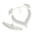thumbnail image 2 of Boda Perla Corona Tiara Flor Collar y aretes de cristal de diamantes de imitación Conjuntos de joyería nupcial, 2 of 7