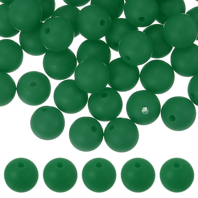 Uxcell 60 Pcs Cuentas de Silicona, Cuentas Redondas de 9mm Color Caramelo a Granel para Hacer Llaveros Pulseras Collares Bolígrafos Suministros de Manualidades DIY, Verde