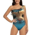 thumbnail image 4 of Daiia Cute Swimming Guinea Pig Women's One Piece Swimsuits Personalized One Shoulder Swimwear Asymmetric Ruffle Bathing Suits-Small, 4 of 8