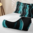thumbnail image 4 of Homewish Vertical Wavy Line Quilt King,Modern Aesthetic King Coverlet Set,Blue,3-Piece, 4 of 7