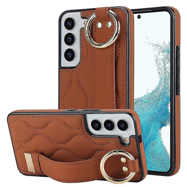 Funda de PU con anillo de cobertura total antideslizante para Samsung Galaxy S22 con pulsera