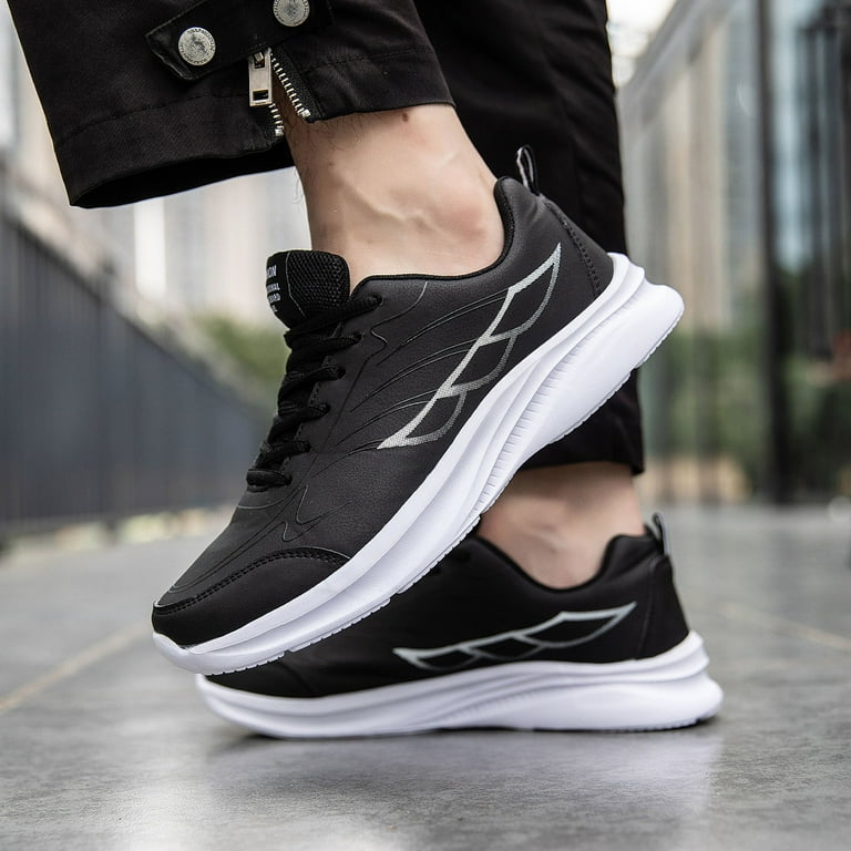 LUOGENLI Male Men Sneakers Size 8 White Men Casual Shoes Sports Shoes Fashionable New Pattern Simple Solid Color Lace Up Thick Sole Comfortable Non Slip Shoes Mens Sneakers 9.5 Black 43 Walmart