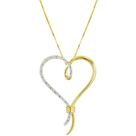 Knots of Love 14kt Yellow Gold over Sterling Silver 1/10 Carat T.W. Diamond Over-Sized Heart Pendant, 18