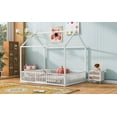 thumbnail image 3 of Kacho Full Size Metal House Bed with Fence and Door, Low Profile Canopy Bed for s, Easy Assembly, White, 3 of 10