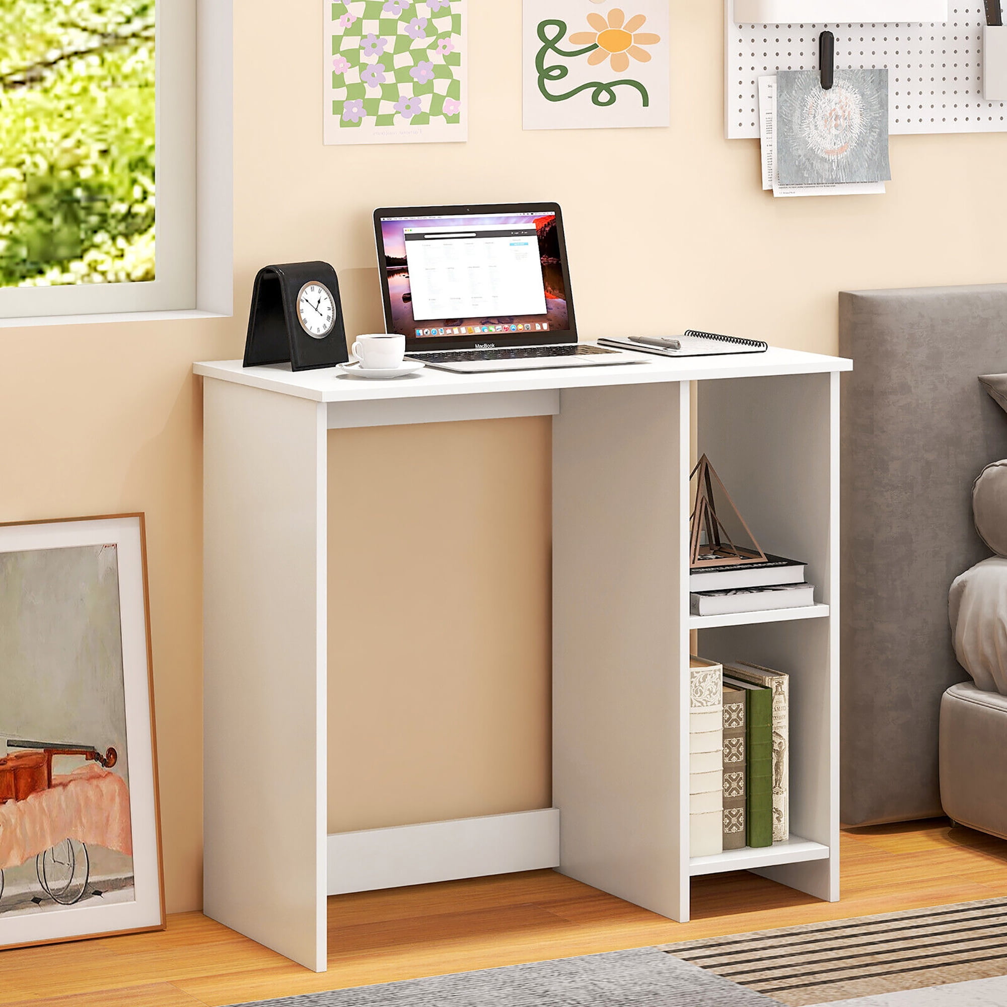 Gymax 31.5'' Small Computer Desk Home Office Study Writing Desk with 2 Compartments
