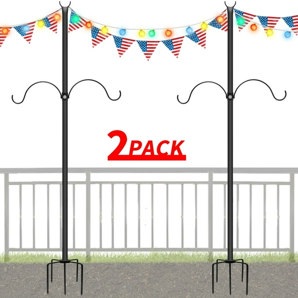 ABORON 2 Packs String Light Poles Stand for Outside, 5 Prong Fork