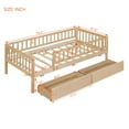 thumbnail image 7 of Holaki Twin Size Wood Bed with Guardrails and 2 Storage Drawers for Kids, Natural, 7 of 7