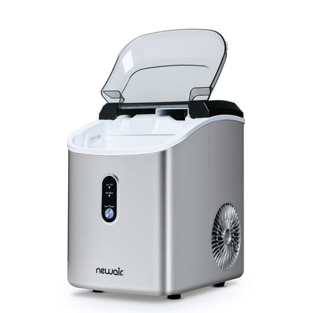 NewAir - 26 lbs. Countertop Nugget Ice Maker - Stainless Steel