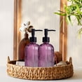 thumbnail image 6 of 2pcs 13.5 oz Glass Soap Dispenser, Hand Press Hand Sanitizer Dispenser Bottle, Skin Care Body Wash Storage Bottle, Reusable, Purple, 6 of 13