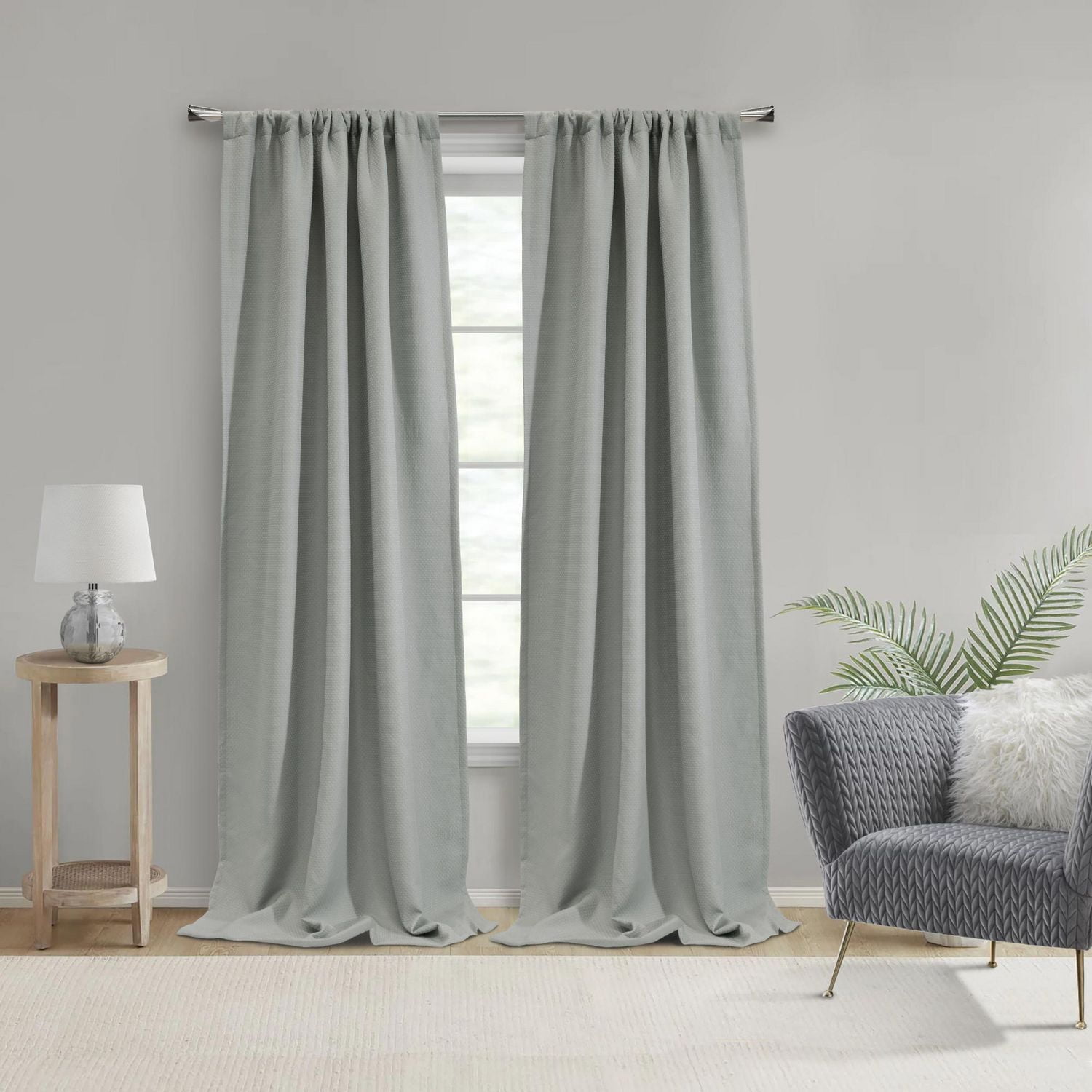 Loft Living Brasilia Room Darkening Dual Header Single Curtain Panel 52 x 95 in Silver